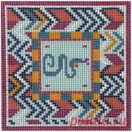 Snake Square with Chevron Border | Needlepoint.Com
