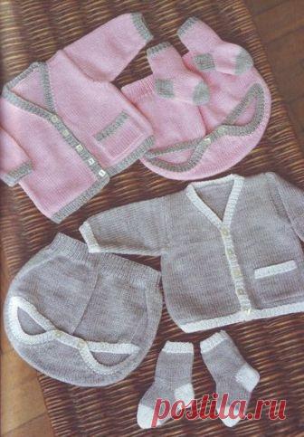 Кофточка, штаны с застежкой и носочки для малышей 3-6 мес.