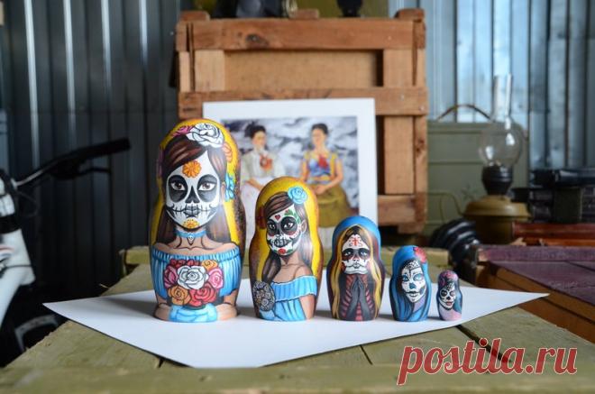 Русская Матрешка Бабушка Деревянные куклы гнездования Череп | Etsy