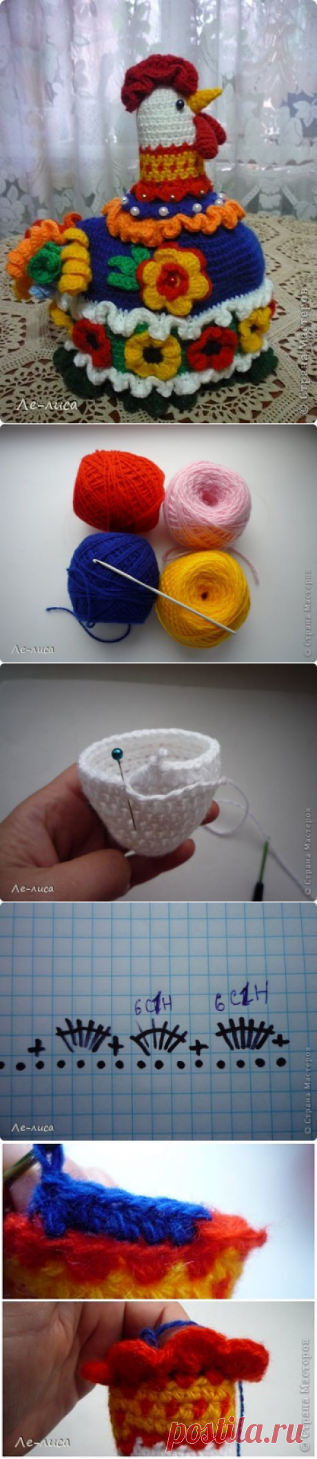 Вязаная грелка на чайник "Петушок" | Страна Мастеров