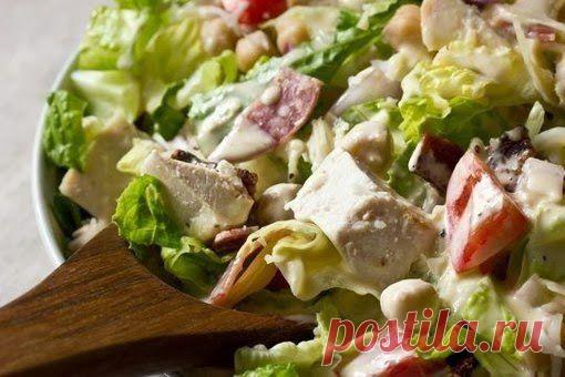 шеф-повар Одноклассники: Итальянский шопский салат со сливочно-чесночной заправкой