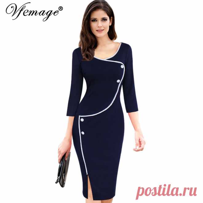 платье веревка Picture - More Detailed Picture about Vfemage Womens Vintage Brief Split Bottom Elegant Casual Work 3/4 Sleeve Deep O Neck Bodycon Knee Women Office Pencil Dress 4239 Picture in Dresses from Valuefashionshop | Aliexpress.com | Alibaba Group