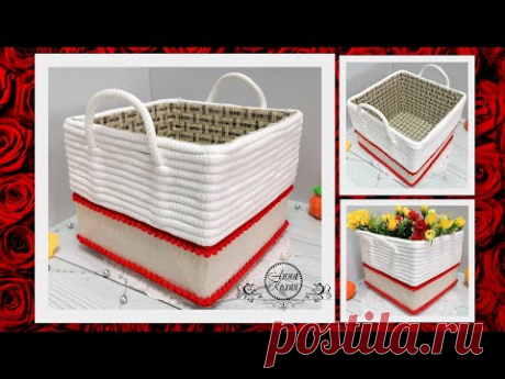 DIY🗃КОРЗИНКА из картонной коробки и шнура🗃Органайзер своими руками🗃Анна Кохан - YouTube