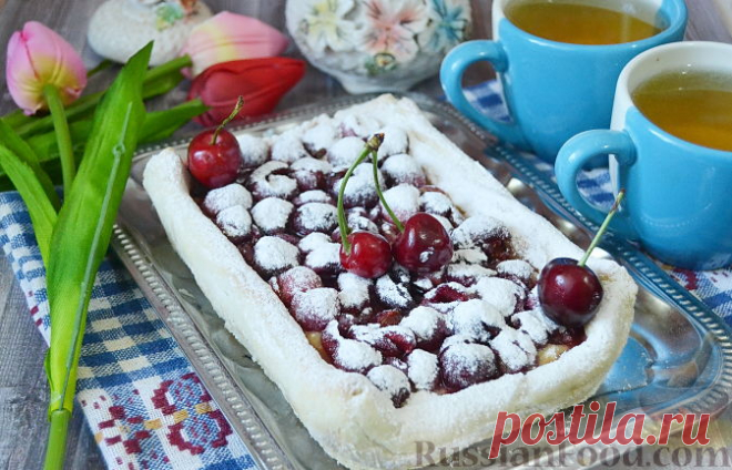 Рецепт: Слоеный пирог с черешней на RussianFood.com