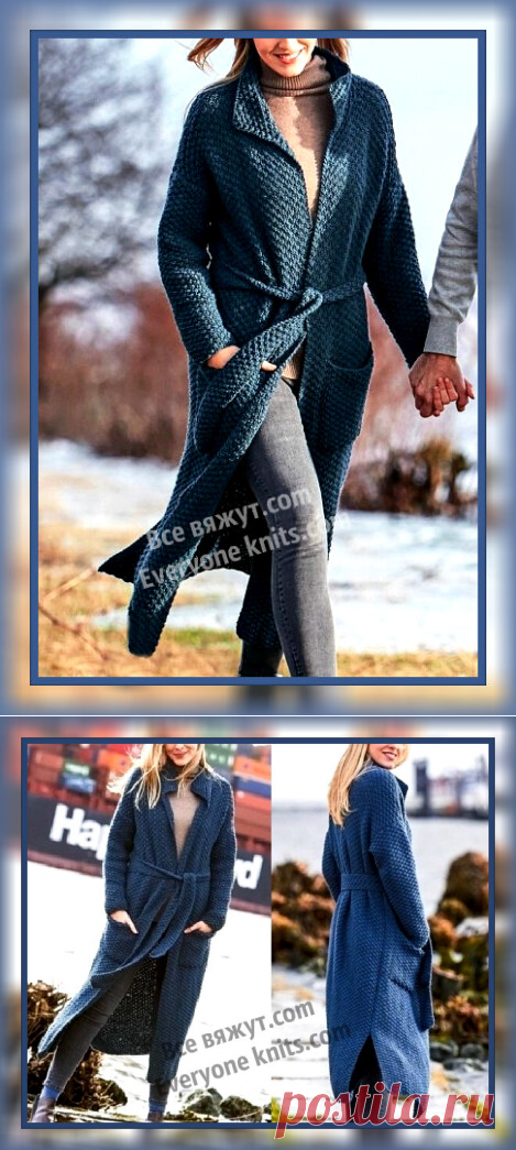 Пальто клетчатым узором с разрезами по бокам | Все вяжут.сом/Everyone knits.com | Яндекс Дзен