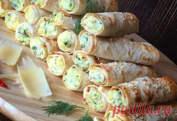 Рулеты из лаваша с крабовыми палочками