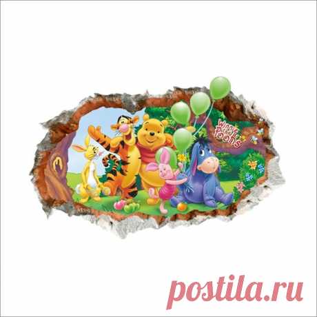 Животные зоопарк мультфильм Винни Пух спальни дома Наклейки на стены для детей номеров Наклейки на стены Детская поставка партии подарки плакат купить на AliExpress