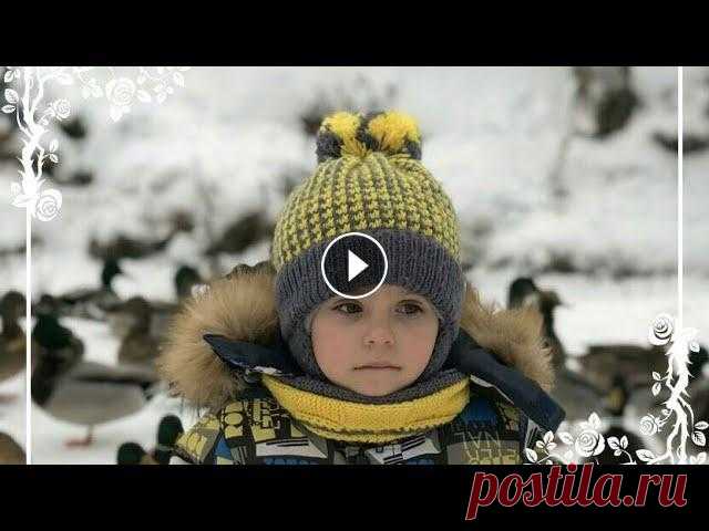 Шапка с ушками спицами. Двухцветная шапка спицами. Вяжем спицами шапочку с ушками. Шапочка на весну-осень . В видео подробный МК по этой шапочке. Узор для вязания шапочки ленивый жаккард - Шарф двухцве...