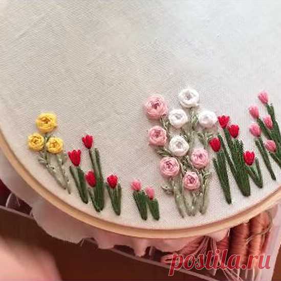 Вышиваем розы и тюльпаны: простые, но эффектные приемы в видео мастер-классе .
