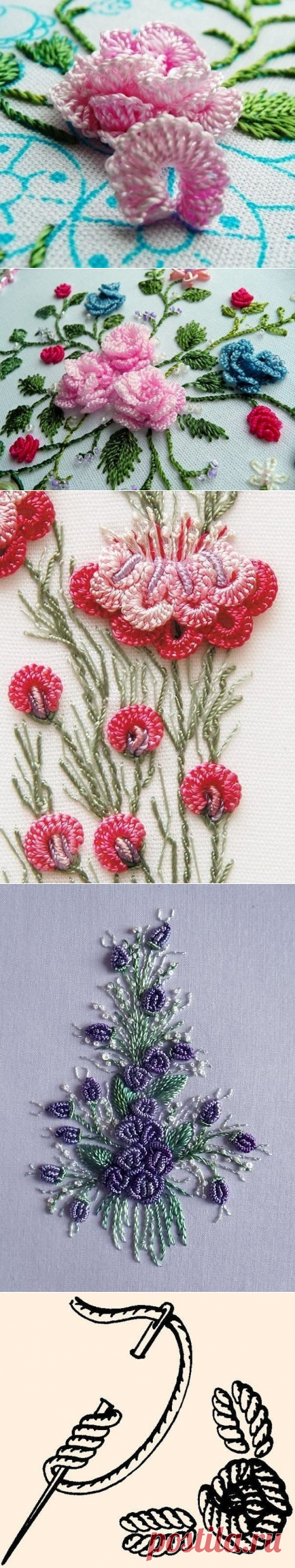 Вышивка швами рококо