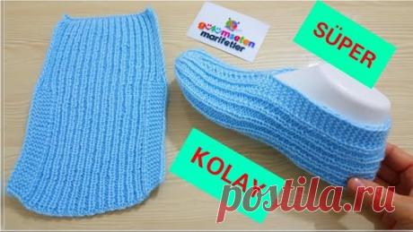 Süper kolay Bay Bayan patik modeli yapımı / İki şiş ile patik modelleri / En kolay Bay Bayan patik