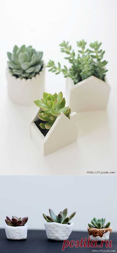 ОРИГИНАЛЬНЫЕ ГОРШОЧКИ ДЛЯ СУККУЛЕНТОВ ИЗ ГЛИНЫ..