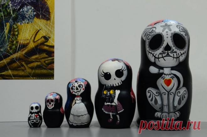 Гнездящиеся куклы Матрешка Бабушка Деревянный Череп | Etsy