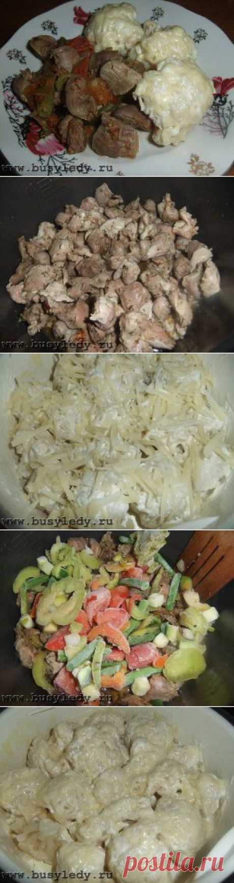 Куриные желудки с овощами в мультиварке