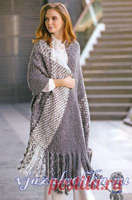 Палантин спицами в технике макраме