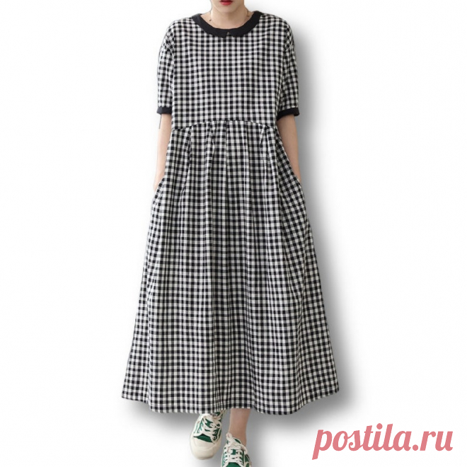 Linen Maxi Dress Summer Linen Dress Black and White Plaid - Etsy