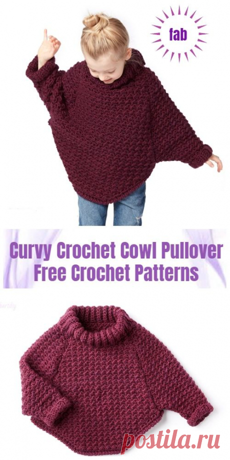 Crochet Curvy Crochet Cowl Pullover Sweater Free Crochet Patterns - Video