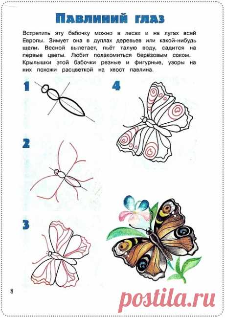 ПРОСТЫЕ УРОКИ РИСОВАНИЯ. БАБОЧКИ И ИХ ДРУЗЬЯ.