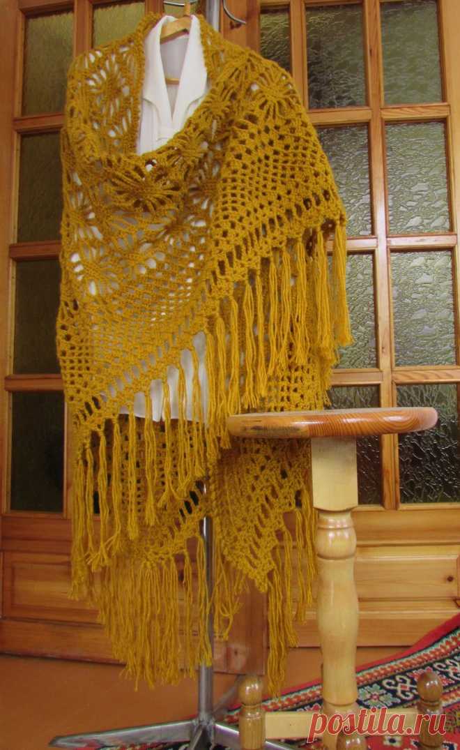 Шаль крючком Крупно.Ажур., Мастерская Ручной работы 
