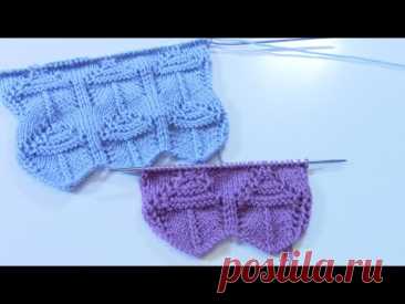 Рельефно-ажурный узор спицами Зонтики — грибочки💙Knitting patterns