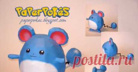 MARILL 183 / MARILL - Pokémon Papercraft  Name:  Marill  Type:  Water/Fairy  Species:  Aqua Mouse Pokémon  Height:  0.32 m ( 1'04" )  Weight:  8.48...
