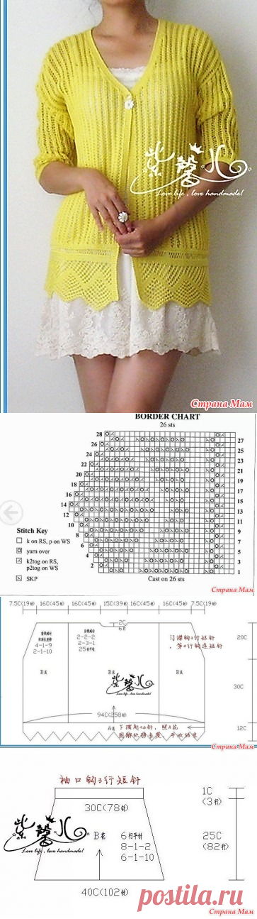 Ажурный жакет с красивой каймой. Спицы. - ВЯЗАНАЯ МОДА+ ДЛЯ НЕМОДЕЛЬНЫХ ДАМ - Страна Мам