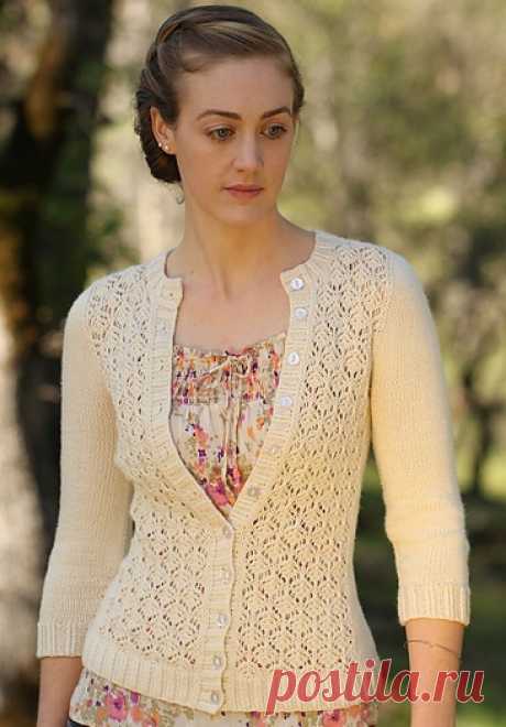 Кофточка спицами на пуговицах. blouse spokes |