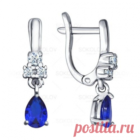 Серьги из серебра с синими фианитами арт. 94021494 1190 руб