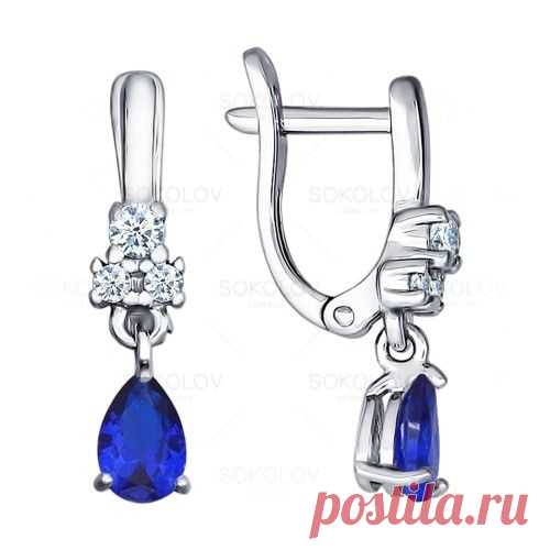Серьги из серебра с синими фианитами арт. 94021494 1190 руб