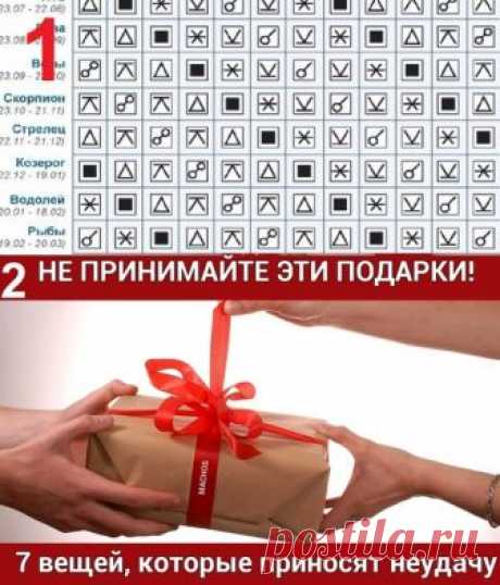 1. 7 ВИДОВ ОТНОШЕНИЙ ПО ЗНАКУ ЗОДИАКА! 
У вас тоже все совпало?  
▉ - борьба, энергия. Эти отношения слишком нестабильны, партнеры склонны провоцировать друг друга. Особенно это проявляется между... 
2. Не принимайте эти подарки: 7 вещей, которые приносят неудачу! 
Существует несколько подарков, которые, согласно народным приметам, нельзя дарить. 
ПРОДОЛЖЕНИЕ ДОСТУПНО ВСЕМ! 
ПОДПИШИСЬ НА
Высокие вибрации / Философия
Подписывайтесь и читайте продолжение в описании!