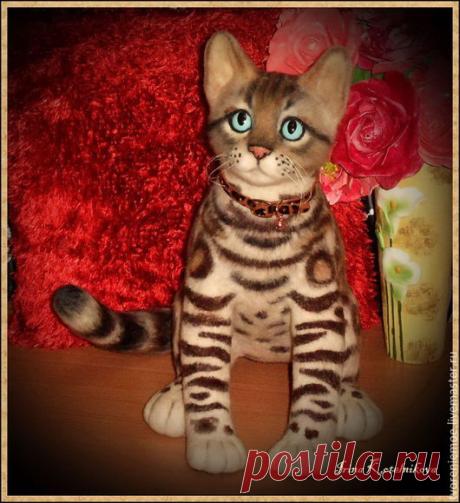 Купить Бенгальский котёнок, окрас ( снег, норка) игрушка из шерсти. - бенгальский котёнок