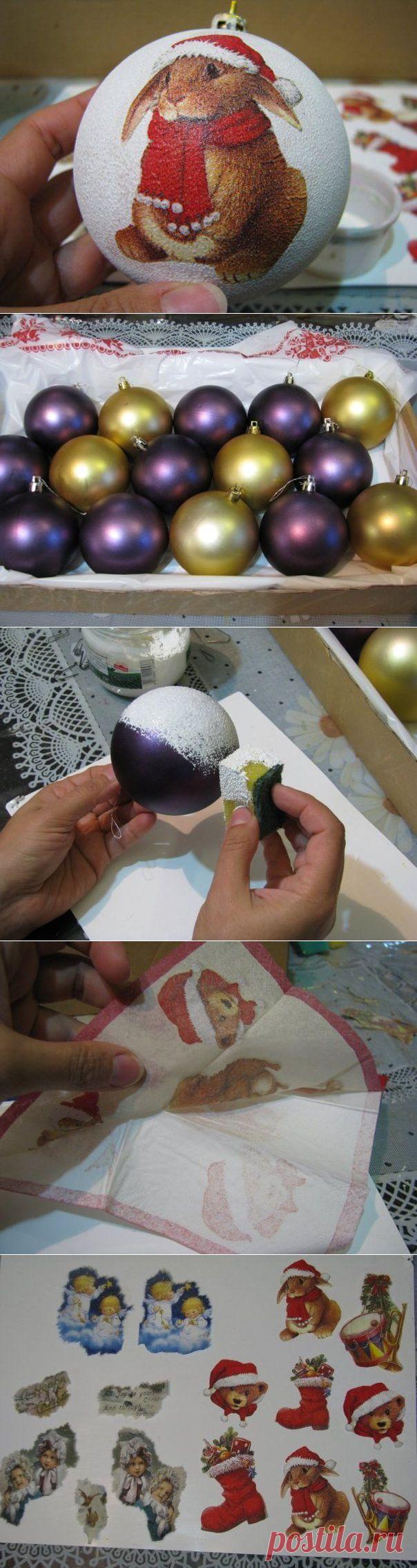 Декупаж новогодних шариков!