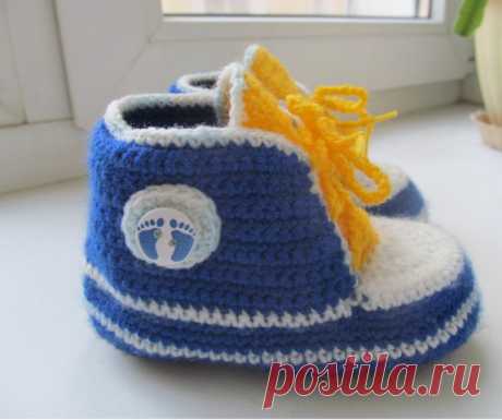 Пинетки-кеды для мальчика и девочки - запись пользователя Мила (Людмила) в сообществе Вязание крючком в категории Детская одежда крючком. Схемы