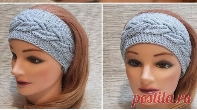 Повязка спицами.узор коса из 18п🧶👍