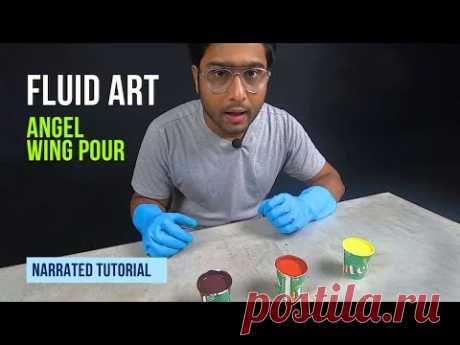 Feathered Grace - Simple Fluid Art Angel Wing Pour Tutorial Step by Step Narrated in Hindi