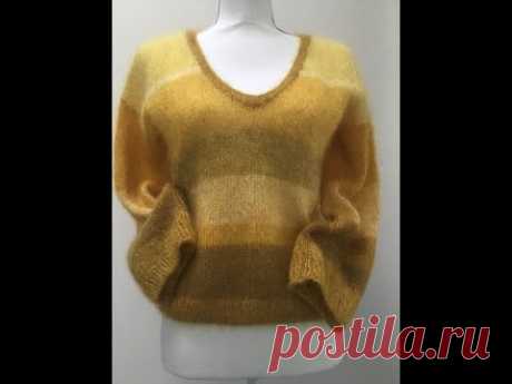 Мохеровый свитерок из остатков пряжи. Simple knit sweater
