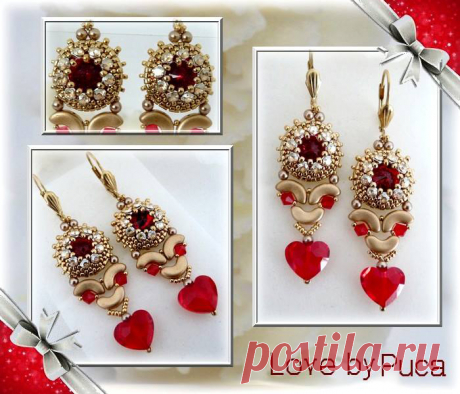 Boucles d'oreilles en perles Arcos® et perles Swarovski par Puca® Khéops®, Arcos®, Minos® et Ios®...les perles de Puca® se connectent ensemble, s'emboitent à la perfection l'une dans l'