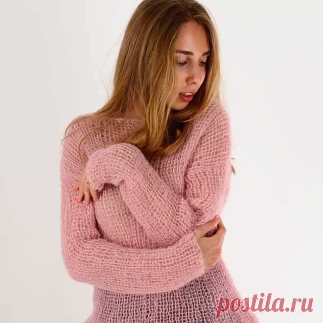 Rose gold mohair sweater light pink embellished sweater soft | Etsy