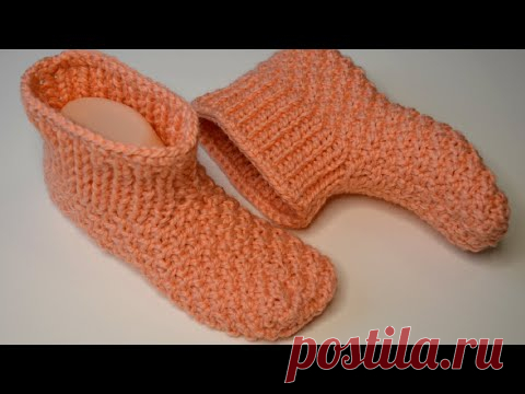 Супер легкие и быстрые носки спицами одним полотном - YouTube