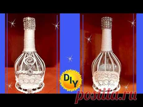 Декор бутылки бельевой веревкой быстро и просто . DIY/рукоделие