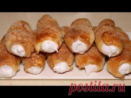 Cлоеные трубочки с заварным белковым кремом. Итальянская меренга.