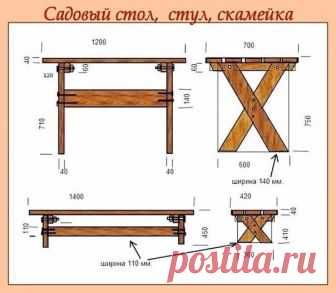 Садовый стол, стул, скамейка
