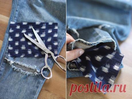 Заплатки на джинсы в японской технике