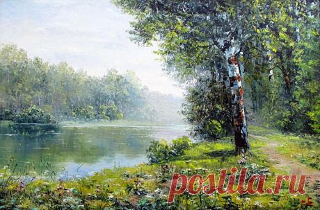 Край березовый, необъятный... Художник Синев Евгений.