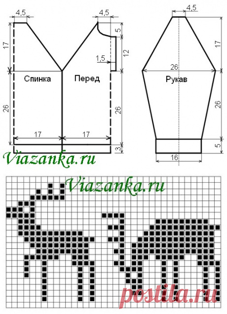 Детский свитер с рукавом реглан, украшенный оленями | Viazanka.ru