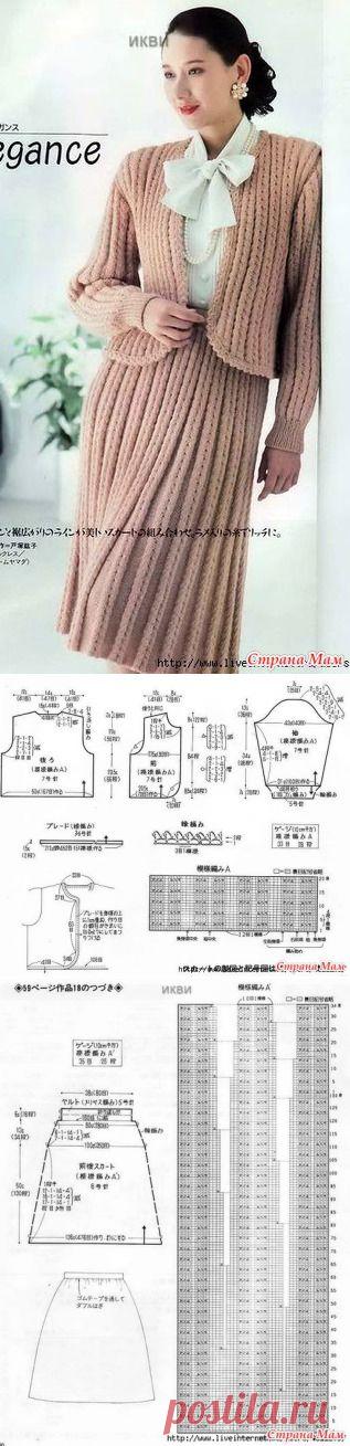Элегантный костюм спицами. - ВЯЗАНАЯ МОДА+ ДЛЯ НЕМОДЕЛЬНЫХ ДАМ - Страна Мам