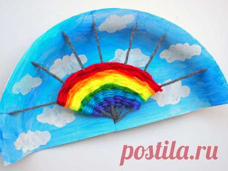 Rainbow Paper Plate Weaving Project | Pink Stripey Socks