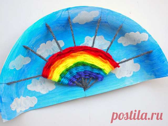 Rainbow Paper Plate Weaving Project | Pink Stripey Socks