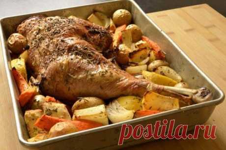 Индейка с овощами в духовке — Домашняя кулинария