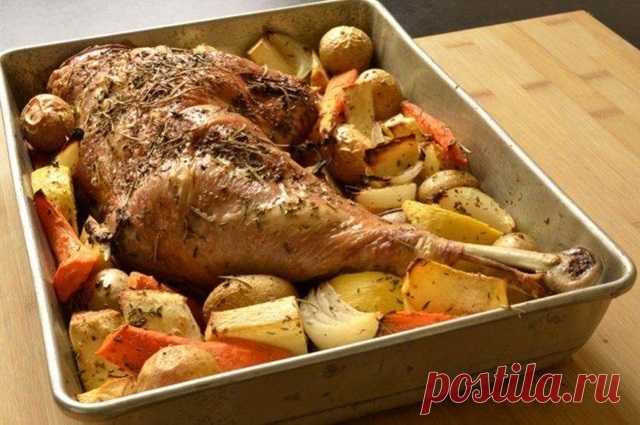Индейка с овощами в духовке — Домашняя кулинария